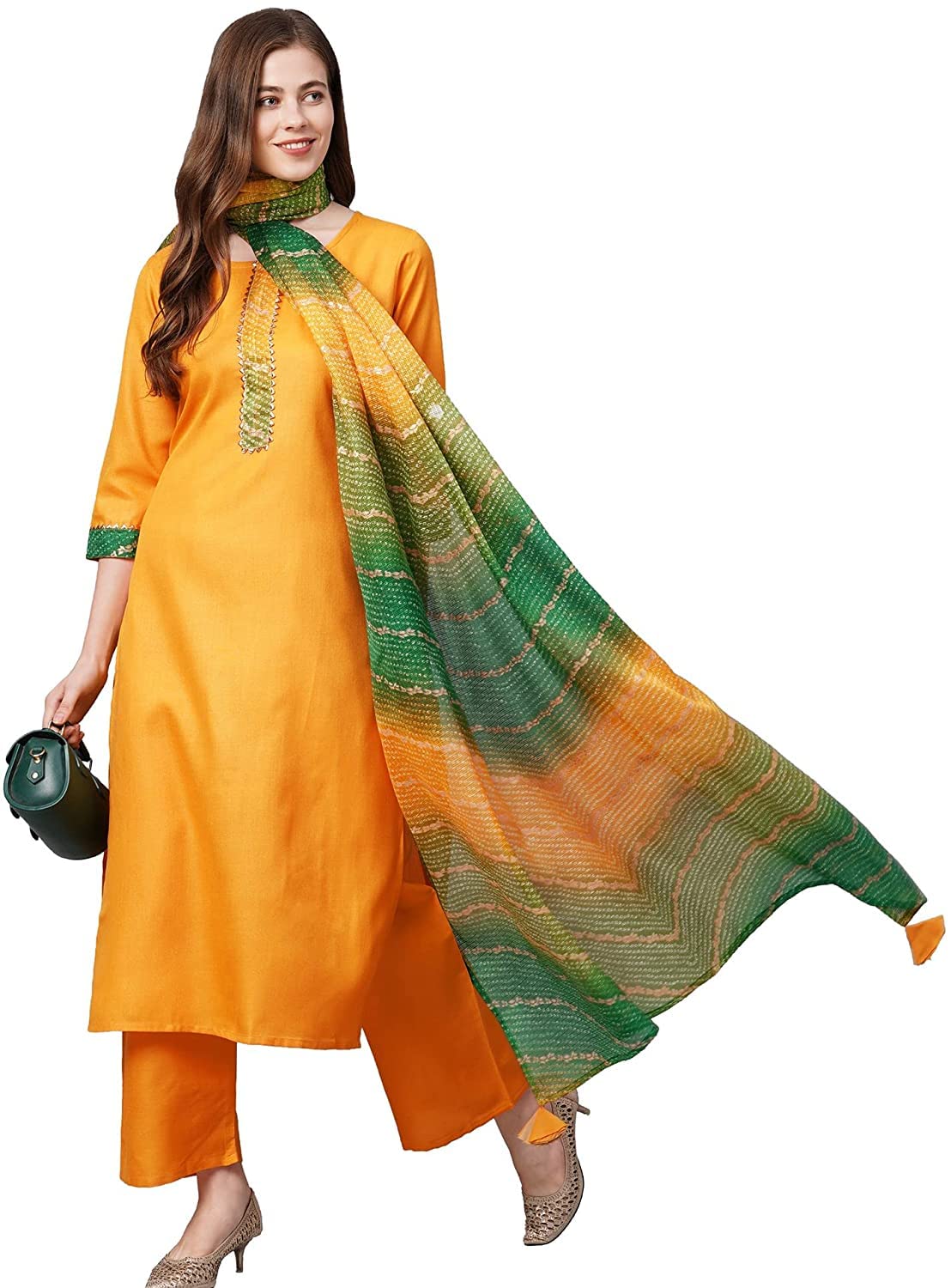 Anni Designer Women'S Rayon Printed Kurta With Palazzo & Dupatta (Sailu Multicolored_M Multicolored_Medium),Multicolour,M