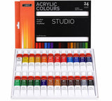 Amdroz Lanpo Acrylic 24 Colours Paint Set, 24 X 12Ml Rich Pigment Acrylic Paint Tubes, Multicolour WaterBased Paints For Canvas