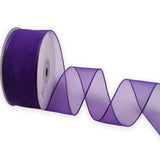 XMRIBBON Purple Sheer Organza Ribbon Wired Edge 1-1/2 Inch X 25 Yards for Gift Package Wrapping,Wedding,Party Decoration