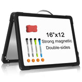 H-Qprobd Small Dry Erase White Board - 16x 12 Double Sided Mini Foldable Magnetic Desktop whiteboard for Drawing, Teacher Instru