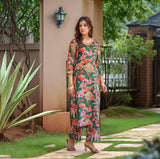 Anni Designer Women'S Rayon Viscose Straight Printed Kurta With Palazzo (Chinki Green-Vks03_L_Green_Large),Green,L,,,