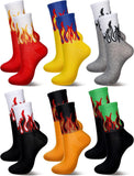 Yanwenx Women & Men Flame Print Crew Socks, Breathable Cotton Casual Fashion Fire Design Socks, Soft & Comfortable Everyday Wear