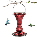 Beserie Glass Hummingbird Feeders for Outdoors Hanging 20 Ounces Red