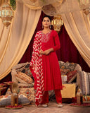 Anni Designer Women'S Rayon Blend Anarkali Embroidered Kurta With Pant & Dupatta (Varalaxmi Red_Xxl_Red_Xx-Large),Red,2XL,,,