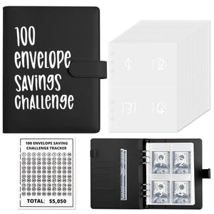 ChillyFar Money Saver Budget Binder Book with Pouches, 100 Envelope Challenge Binder with Numbers, A5 Money Budget Envelopes for