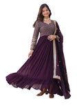 Weadni Georgette Embroidered Work Anarkali Kurta Set For Women (In Alpha M Regular Wine),WINE,M,,,