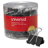 Universal Binder Clips with Storage Tub, (50) Small (0.75), (10) Medium (1.25), Black/Silver