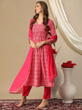 Gosriki Women'S Cotton Blend Printed Straight Kurta With Pant & Dupatta (Manchali-Rani-Nw-Gs_S_Pink_Small),Pink,,B0D3BXF6MZ