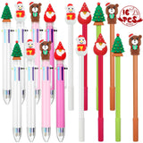 Outus 16 Pieces Christmas Pens Set, 8 Pieces Christmas Theme Rollerball Pen and 8 Pieces Retractable Christmas Multicolor Ballpo