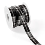 Elecrelive 5 Yards Tartan Plaid Ribbon Cloth Fabric Black Gingham Ribbon 3/8 Inch for Gift Wrapping Applique Sewing Craft Party 