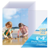 6x9 Photo Sleeves (100 ct) - Top Loading Clear Plastic Sleeve - Acid Free, No PVC - Soft Sheet Protectors for Photos, Jumbo Card