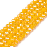 5 Strands Glass Faceted Rondelle Beads 4mm Yellow Briolette Crystal Beads AB Color Tiny Spacers 525pcs for Bracelets Necklace Je