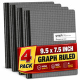 1InTheOffice Graph Composition Notebook, 9.75inch x 7.5inch Graphing Notebook, 100 Sheets 4 Pack