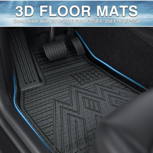 Mixsuper Front Floor Mats Compatible with 2012-2016 Ford F-250/F-350/F-450/F-550, Super Duty with Raised Drivers Side Pedal, All