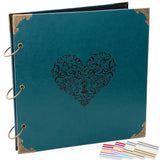 ADVcer DIY Photo Album Scrapbook 12x12 50 Pages Vintage Leather Cover Three Ring Binder Love Picture Albums with 408 SelfAdhesi