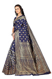 Sugathari Womens Banarasi Saree Pure Kanjivaram Silk Saree Soft New Ladies 2023 Design Wear Pattu Sarees Latest Party Sari Collections With Blouse Piece For Wedding Sadi (Sam Pari-161 Navy Blue)