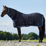 HORZE Glasgow Combo Anti-Slip Indoor Stable Horse Blanket with Attached Neck Cover (150g Fill) - Dark Blue - 81 in