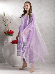 Gosriki Women'S Rayon Blend Straight Embroidered Kurta With Pant & Dupatta (Rosewood Purple-Vks02-Gs_Xl_Purple_X-Large),Purple,,B0DJWHFHB7