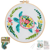 Louise Maelys Sea Turtles Embroidery Kits for Beginners, DIY Cross Stitch Starter Craft Kit for Adults Including Cloth with Patt