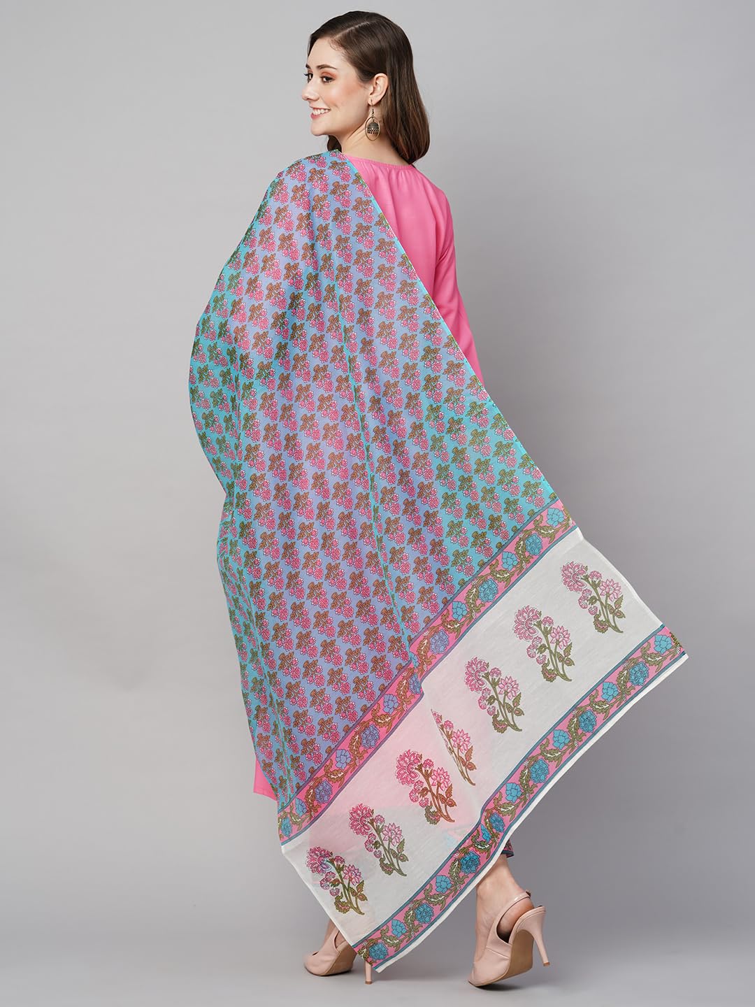 Gosriki Women'S Cotton Blend Straight Printed Kurta With Pant & Dupatta (Nidhivan Pink-Gs_M_Pink_Medium),Pink,,B0C7W3MTKF