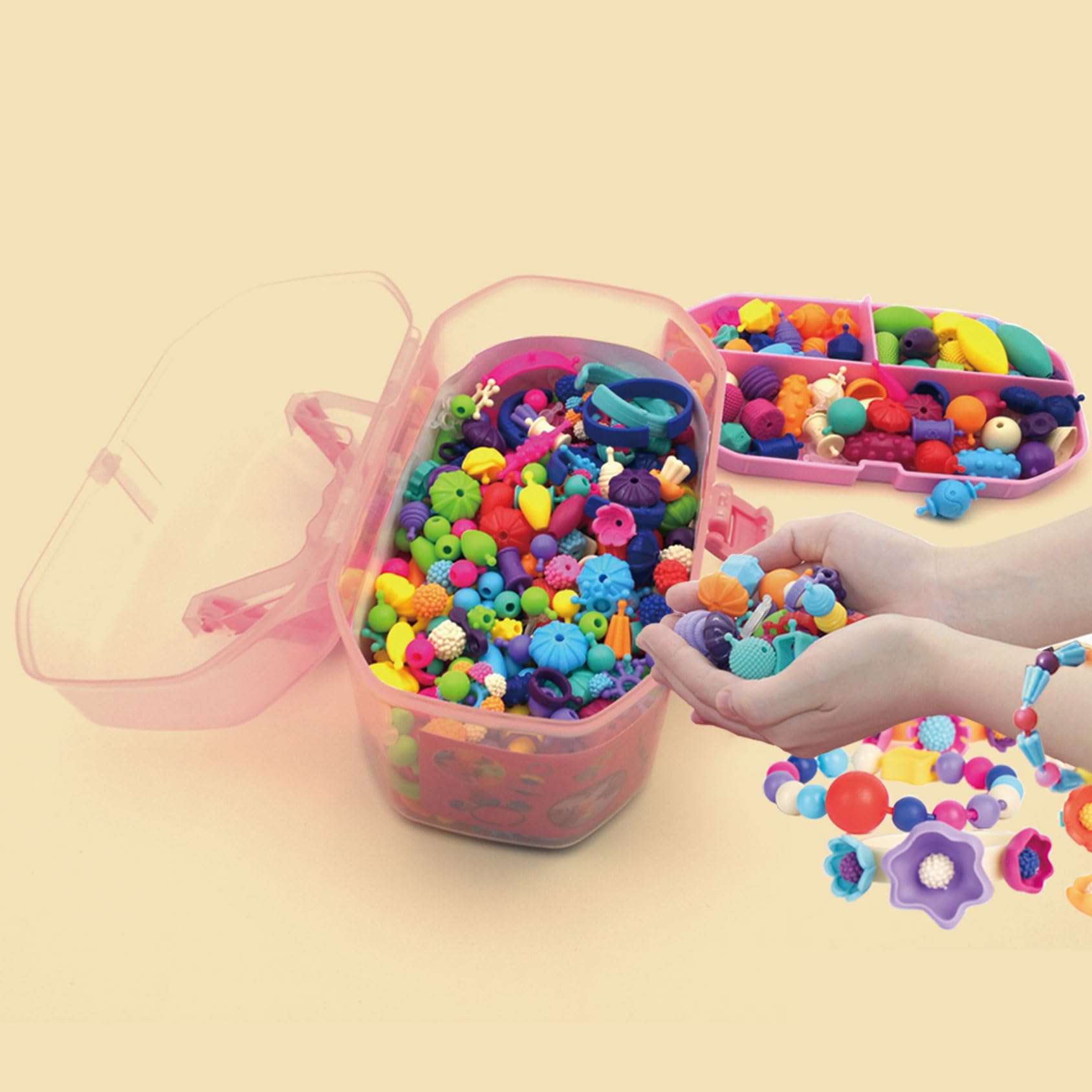 BIRANCO. Pop Beads, Jewelry Making Kit - Arts and Crafts for Girls 3-7 Years Old, Snap Beads Toys - Necklace, Bracelet, Ring Cre