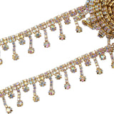 PEARLY JUN 5 Yards Rhinestone Trim Crystal Rhinestone Chain AB Gold Fringe Sewing Dress DIY Party Wedding Bouquet for Decoration