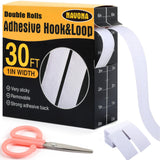Navona 30Ft x 1 Inch Hook and Loop Strips with Adhesive - 2 Rolls Heavy Duty Hook and Loop Tape with Backing for Home, Office, S