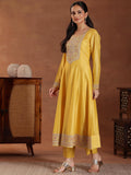 Libas Women'S Silk Blend Kurta Set (48836 Yellow L