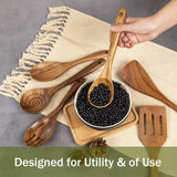 10 Pack Wooden Spoons for Cooking, Teak Wood Kitchen Utensils Set for Non Stick Use, Spatula Set for Stirring, Baking, Non Stick