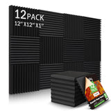 12 Pack Sound Proof Foam Panels Studio Acoustic Foam Panels,1 X 12 X 12Soundproof Wall Panels With Self-Adhesive,Fire-Proo