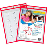 CLine, 40814, Reusable Dry Erase Pocket, Study Aid, 9 x 12, Neon Red, 30/Box, Sold As 1 Box