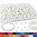 HHCFAST 270Pcs Lentil Silicone Beads for Pens, 12mm Silicone Spacer Beads for Keychain Making(White)