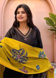Anni Designer Women'S Rayon Viscose Straight Solid Kurta With Pant & Dupatta (Fronx Black-Vks04_S_Black_Small),Black,S,,,