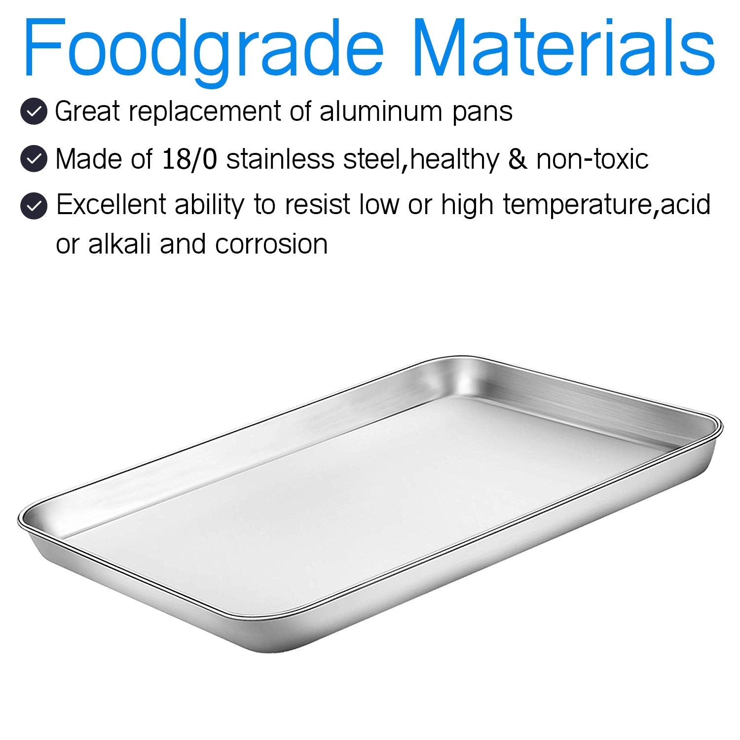 Cookie Sheet Baking Sheet Set of 3, Bastwe Commercial Grade Stainless Steel Baking Pan, Professional Bakeware Oven Tray, Healthy
