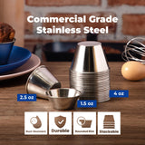 120 Pack] 4 oz Stainless Steel Sauce cups - Individual Round condiments Ramekins, commercial grade SafePortion Dipping Sauce Kit