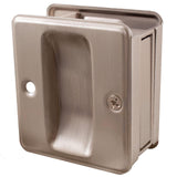Stone Harbor Hardware Square Pocket Door Lock, Passage Function, Satin Nickel