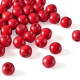 Elecrelive 100Pcs Round Red Painted Wood Beads 16mm Wooden Spacer Beads for Bracelet Necklace Craft Home Party Decoration