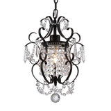 riomasee Mini Bronze Chandelier (1 Light,11-Inch),Small Chandelier Crystal Ceiling Light Fixture for Bedroom,Girls Room,Bathroom