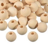 uxcell 100Pcs 30mm Natural Wood Spacer Beads, 10mm Large Hole Unfinished Round Wooden Beads for DIY Crafting, Jewelry Making Bra
