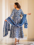 Gosriki Women'S Rayon Blend Anarkali Printed Kurta With Pant & Dupatta (Yutika Blue-Gs_3Xl_Blue_Xxx-Large),Blue,3,B0CD7SL43G