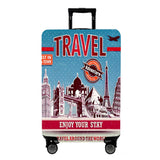 WUJIAONIAO Travel Luggage Cover Baggage Suitcase Cover Protector Skins 18-32 Inch (Tourist Attraction A28, M (for 22-24 inch lug