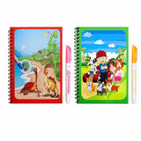 Eclet 2 Magic Water Coloring Books for Kids Reusable Water Painting Book Set with SelfDrying Magic Pens for Drawing, Learning