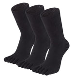 MenS Toe Socks 5 Finger Cotton Mesh Wicking/Striped (Crew,Low Cut 4/5 Pack), 3 Black, Large