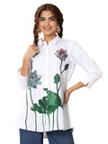 Libas Women'S Cotton Blend Floral Straight Tunics (98185_White_Xxl)
