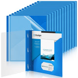 Teling 48 Pcs Clear Front Report Covers With 3 Prongs, Plastic Blue Presentation Folders Bulk With 3 Pockets For A4 And Letter S