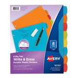 Avery Big Tab Write & Erase Durable Plastic Dividers for 3 Ring Binders, 8Tab Sets, Bright Multicolor, 24 Sets, 192 Divider Tab