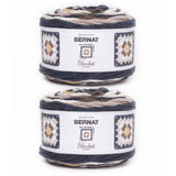 Bernat Blanket Granny Square Asphalt Yarn - 2 Pack of 240g / 8.5oz - 100% Polyester - #6 Super Bulky - 178Yards - Knitting/Croch