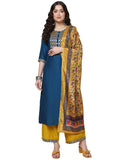 Shiv Textiles Silk Embroidered Kurta Set For Women (224-Blue-Xl)