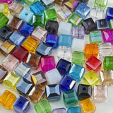 YUEXIGO 100pcs 8mm Cube Crystal Glass Beads for Jewelry Making Faceted Square Crystal Glass Bead Spacer Beads Loose Beads for Br