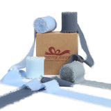 Pretty Jolly Blue Set Chiffon Ribbon for Gift Wrapping 4 Rolls 1 1/2 Inch x 5Yd Silk Ribbons Handmade Fringe Fabric Ribbon for F